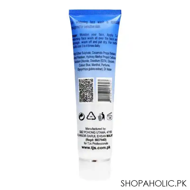 tjs professionals whitening face wash, all skin types,80ml image2