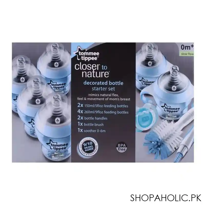 tommee tippee 0m+ decorated bottle starter set slow flow (blue)   423741 image2