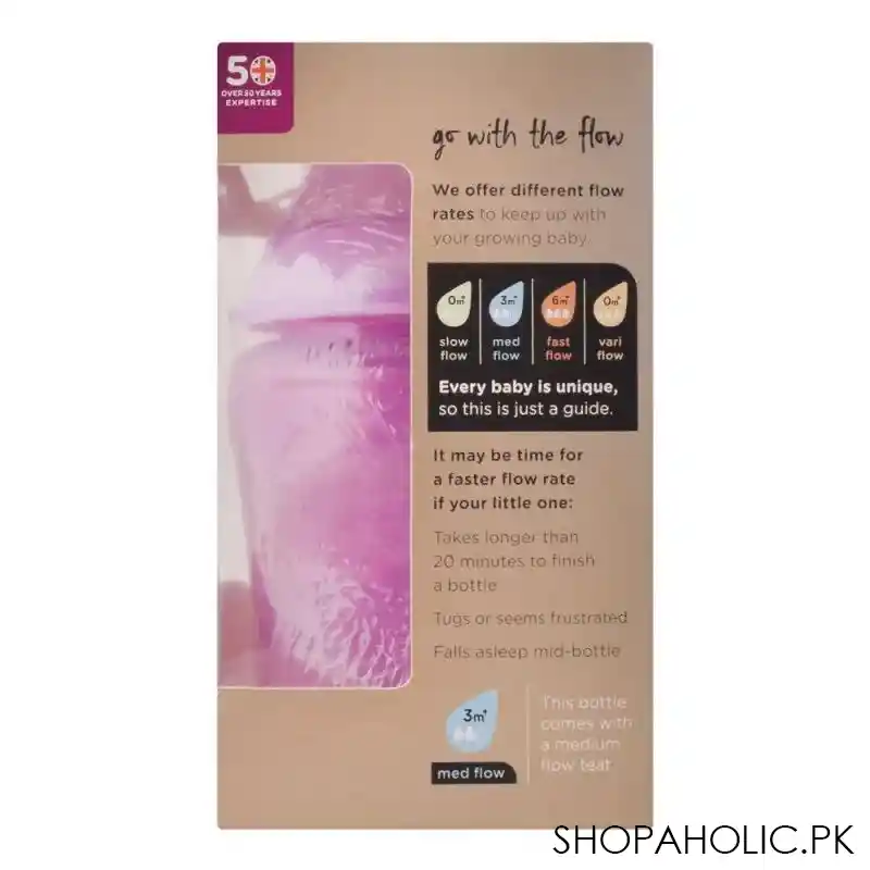 tommee tippee 2 pack 3m+ slow flow decorated feeding bottles 260ml (purple)   422583 image2