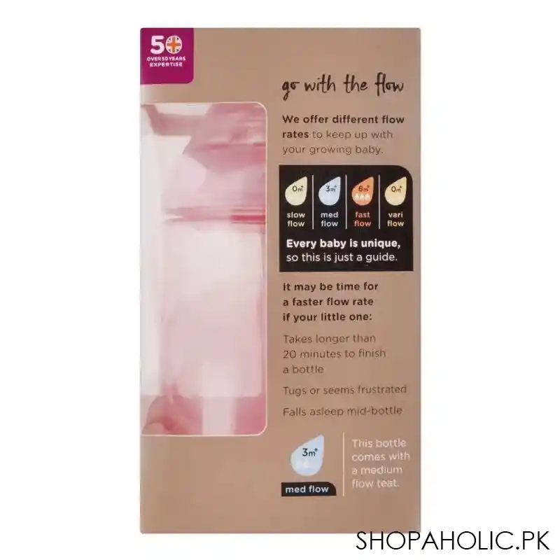 tommee tippee 3m+ medium flow decorated feeding bottle 260ml (pink)   422571/38 image2