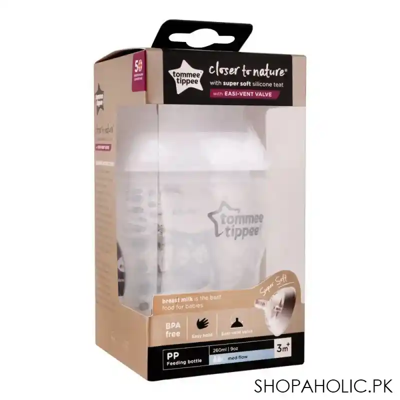 tommee tippee 3m+ medium flow feeding bottle 260ml main image