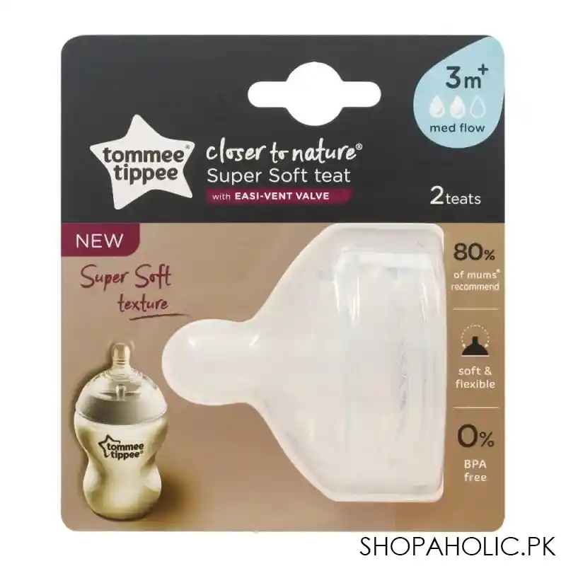 tommee tippee closer to nature super soft teats, medium flow, 3m+, 2 pack, 422122/38 image2