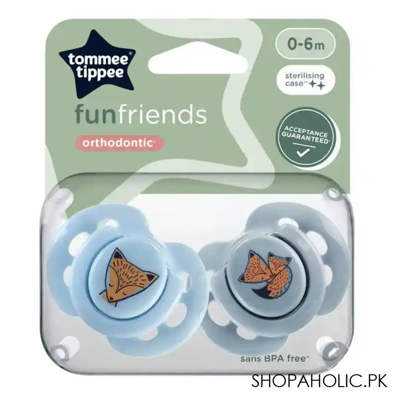 Tommee Tippee Fun Friends Orthodontic Soother, BPA Free, For 0-6 Months, 2-Pack, 433357 - Image 2