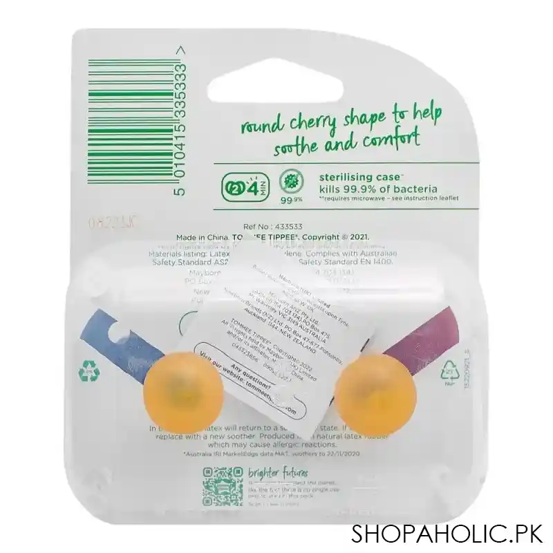 tommee tippee natural cherry latex soother, for 6 18 months, 2 pack, 433533 image3