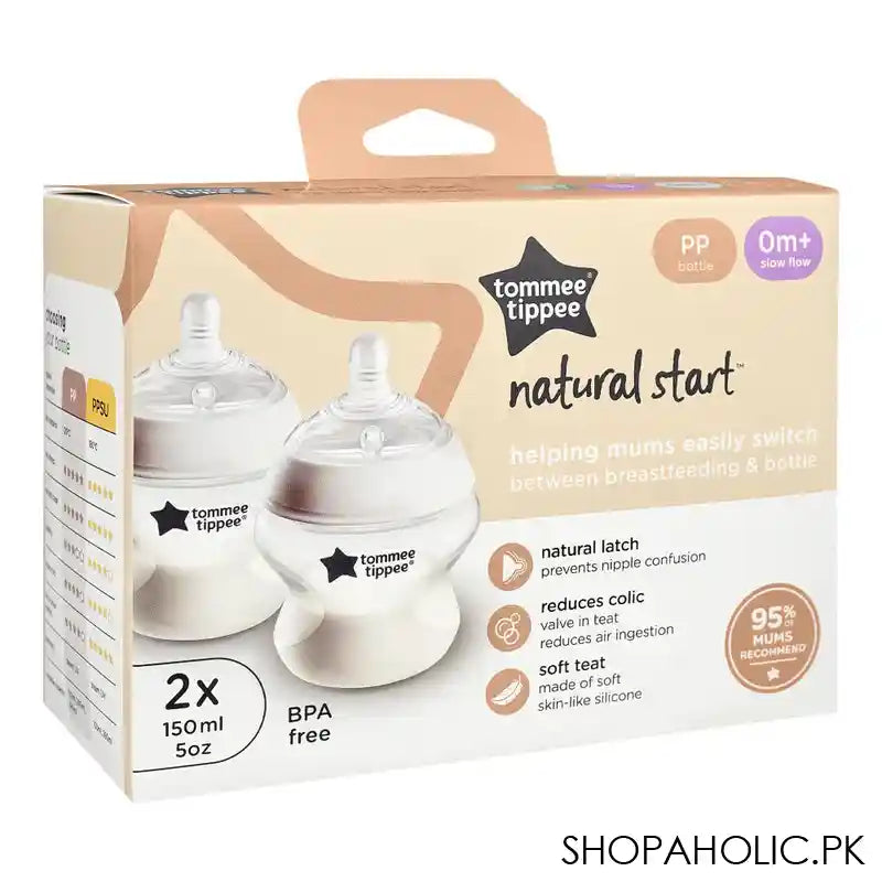 Tommee Tippee Natural Start PP Feeding Bottle, BPA-Free, For 0 Months+, 150ml, 2-Pack, 423903 - Image 4