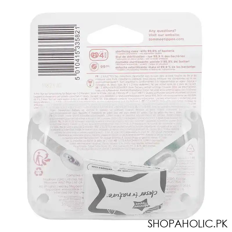Tommee Tippee Newborn Orthodontic Soother, Extra Small For Tiny Mouths, For 0-2 Months, 2- Pack, 433582 - Image 2