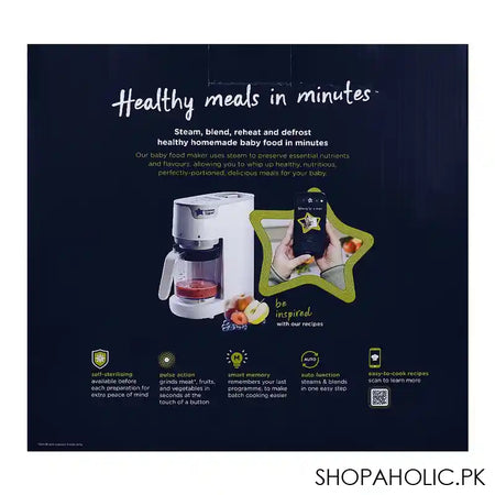 Tommee Tippee Quick-Cook 6 In 1 Baby Food Maker, 1x Steamer Basket 500ml+4x Weaning Pots+1x Weaning Spoon, 491656 - Image 2