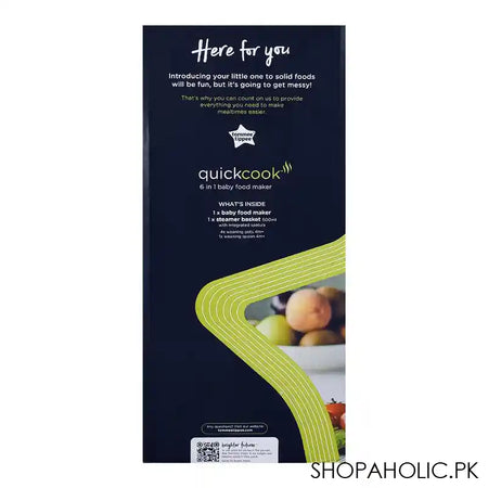 Tommee Tippee Quick-Cook 6 In 1 Baby Food Maker, 1x Steamer Basket 500ml+4x Weaning Pots+1x Weaning Spoon, 491656 - Image 4