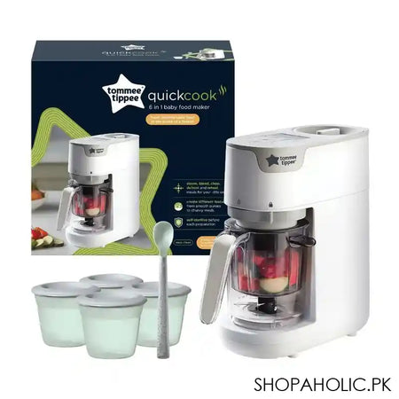 Tommee Tippee Quick-Cook 6 In 1 Baby Food Maker, 1x Steamer Basket 500ml+4x Weaning Pots+1x Weaning Spoon, 491656 - Image 5