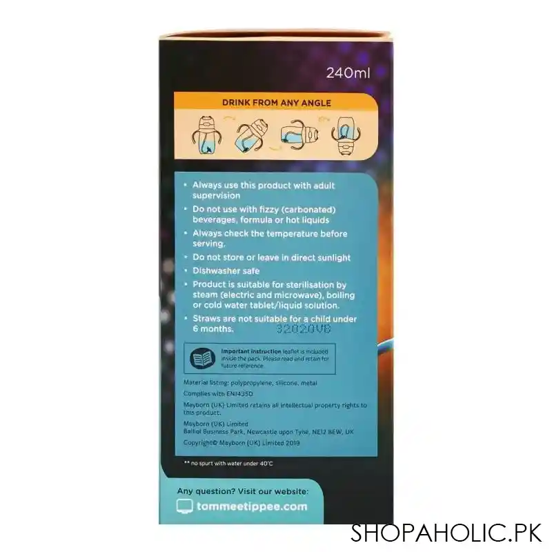 tommee tippee weighted straw cup, 6m+, 240ml, 448012/38 image4