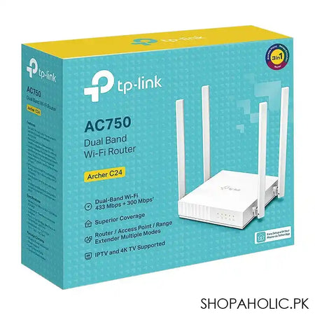TP-Link AC750 Dual Band Wireless Router, 300Mbps, Archer C24 - Main Image