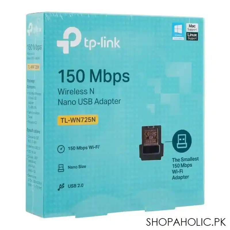 tp link wireless n nano usb adapter, 150mbps, tl wn725n main image