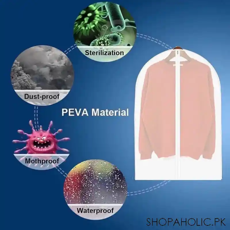 translucent dustproof garment bags with zipper and folding hook image3