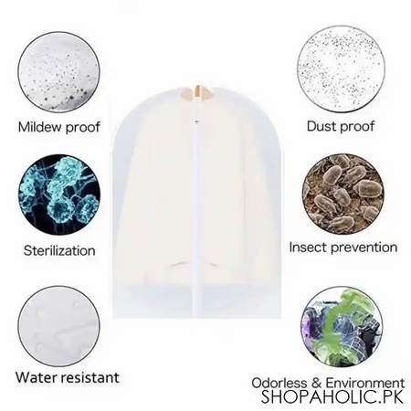 translucent dustproof garment bags with zipper and folding hook image4