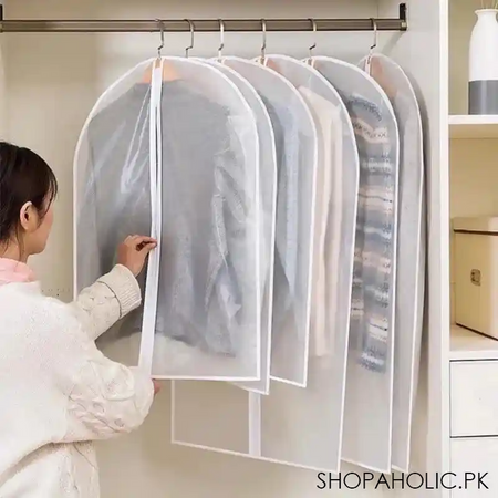 translucent dustproof garment bags with zipper and folding hook main image