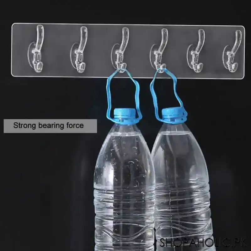 transparent 6 hooks self adhesive double hooks hanger image2