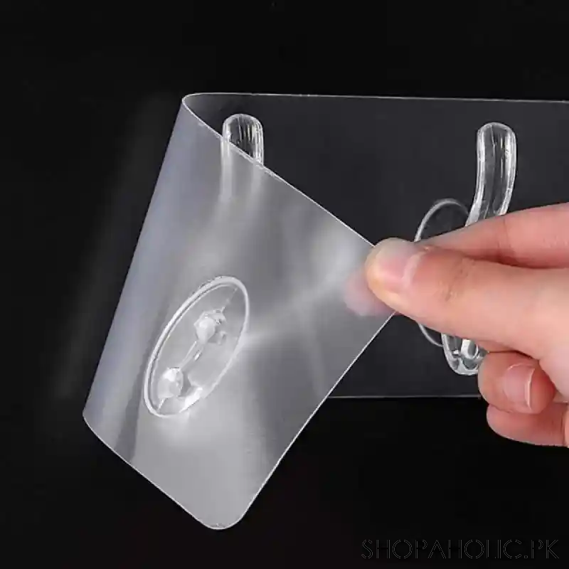 transparent 6 hooks self adhesive double hooks hanger image3