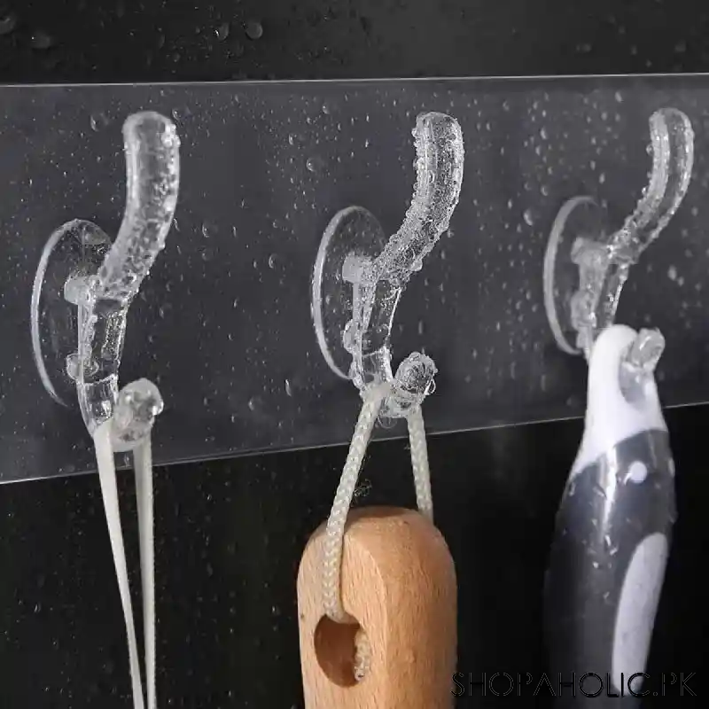 transparent 6 hooks self adhesive double hooks hanger image4
