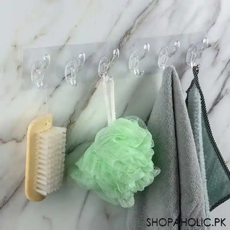 transparent 6 hooks self adhesive double hooks hanger main image
