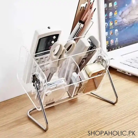 transparent acrylic desktop remote controller storage box cosmetic organizer image3