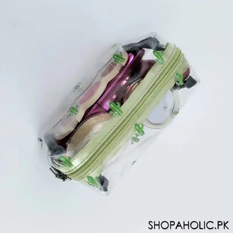 transparent cactus printed cosmetic pouch image2