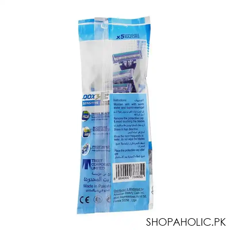 treet 3 sensitive 3 blades disposable razor pouch, 5 pack image2