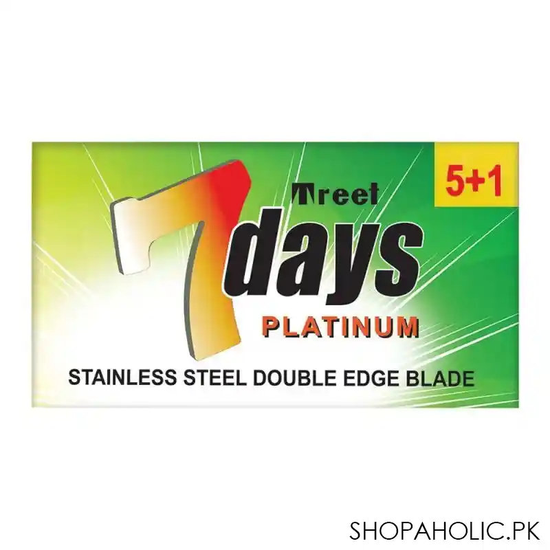 treet 7 days platinum stainless steel double edge blade, 6 pack main image