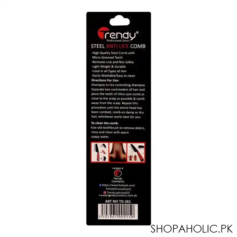 trendy steel anti lice comb, td 261 image3