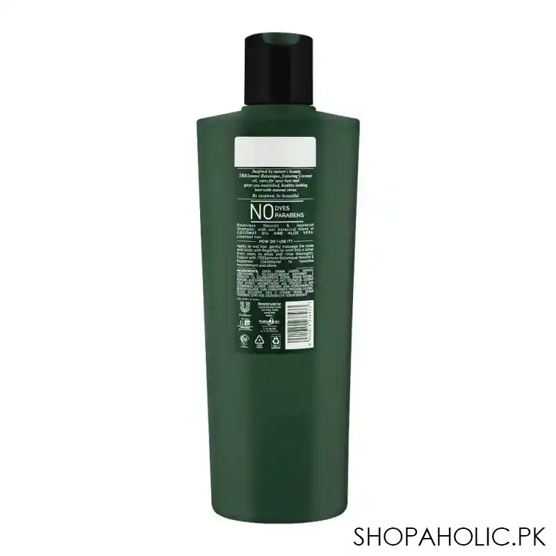 tresemme botanique nourish & replenish coconut oil & aloe vera shampoo, for smooth, shiny & visible healthy hair, 360ml image2