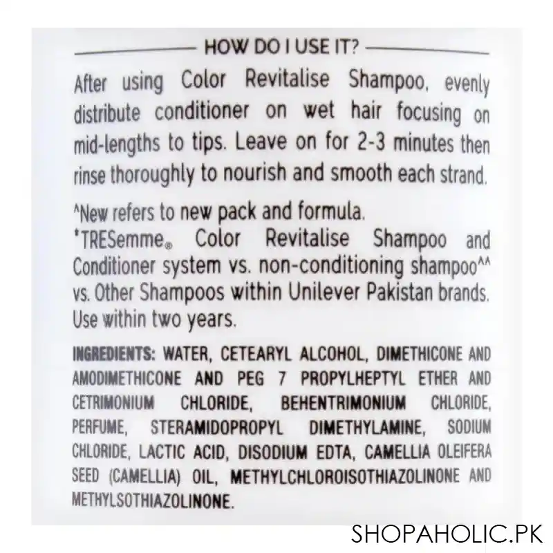tresemme color revitalise with camelia oil pro collection conditioner, 160ml image3