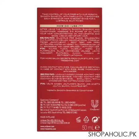tresemme keratin smooth marula oil, shine oil, 50ml image3