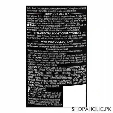 tresemme pro collection shampoo, biotin repair with pro bond complex, 400ml image3