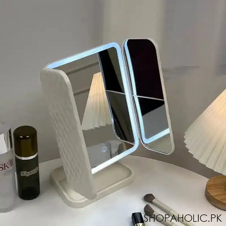trifold makeup mirror led lights image3