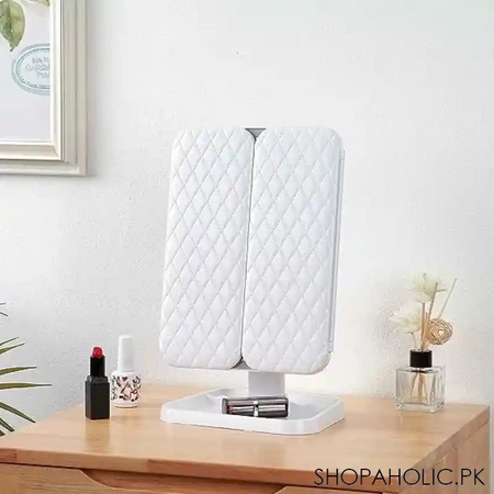 trifold makeup mirror led lights image4