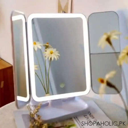 trifold makeup mirror led lights image5