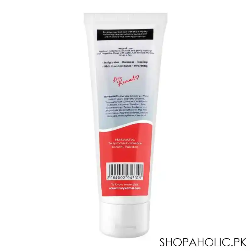 truly komal flawless aloe vera face wash, for all skin types, 75ml image2