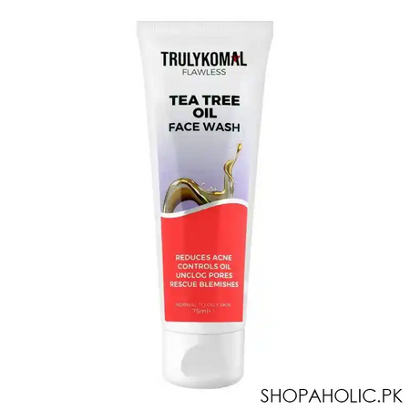 truly komal flawless tea tree oil face wash, normal to oily skin, 75ml main image