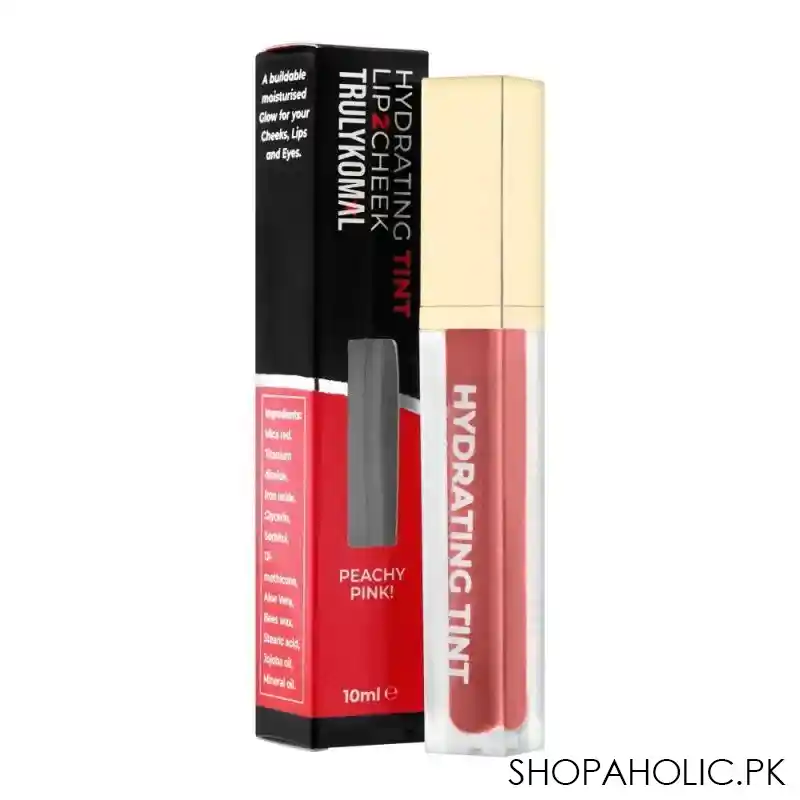 truly komal hydrating tint, lip 2 cheek, peachy pink image2