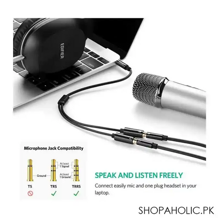 ugreen 3.5mm male to 2 female audio cable, abs case, black, 30620 image4