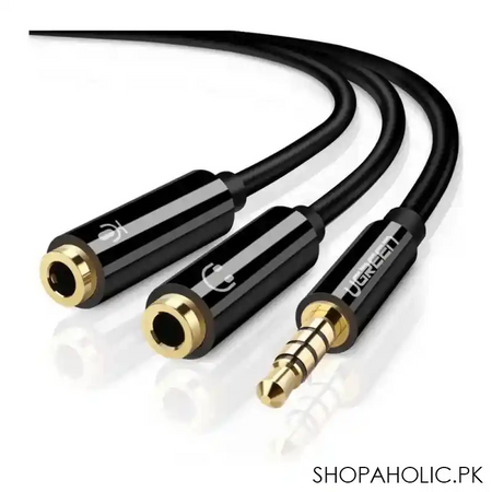 ugreen 3.5mm male to 2 female audio cable, abs case, black, 30620 main image