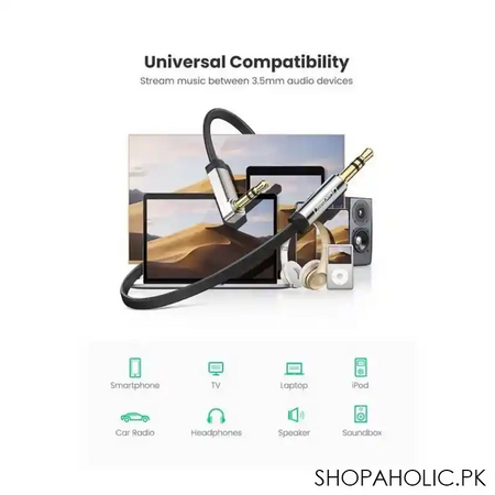 ugreen 3.5mm straight to 90 degree audio cable, 3m, flat/black, 10728 image4
