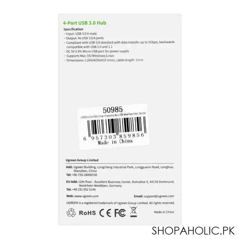 ugreen 4 port usb 3.0 hub, ultra slim, 50985 image4