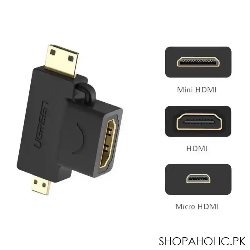 ugreen micro hdmi + mini hdmi male to hdmi female adapter, black, 20144 image3