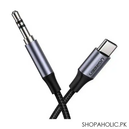 ugreen round usb c audio cable 3.5mm, aluminium shell, 1m, deep grey, 30633 main image