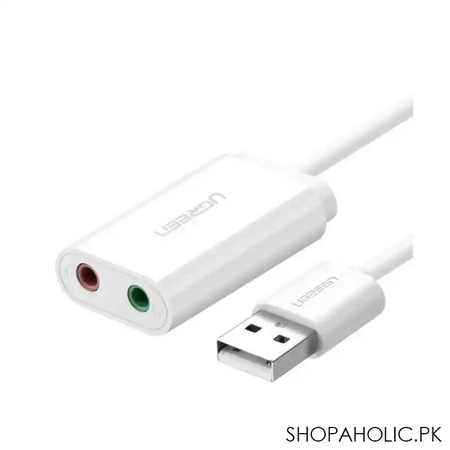 ugreen usb 2.0 external sound adapter, white, 30143 main image