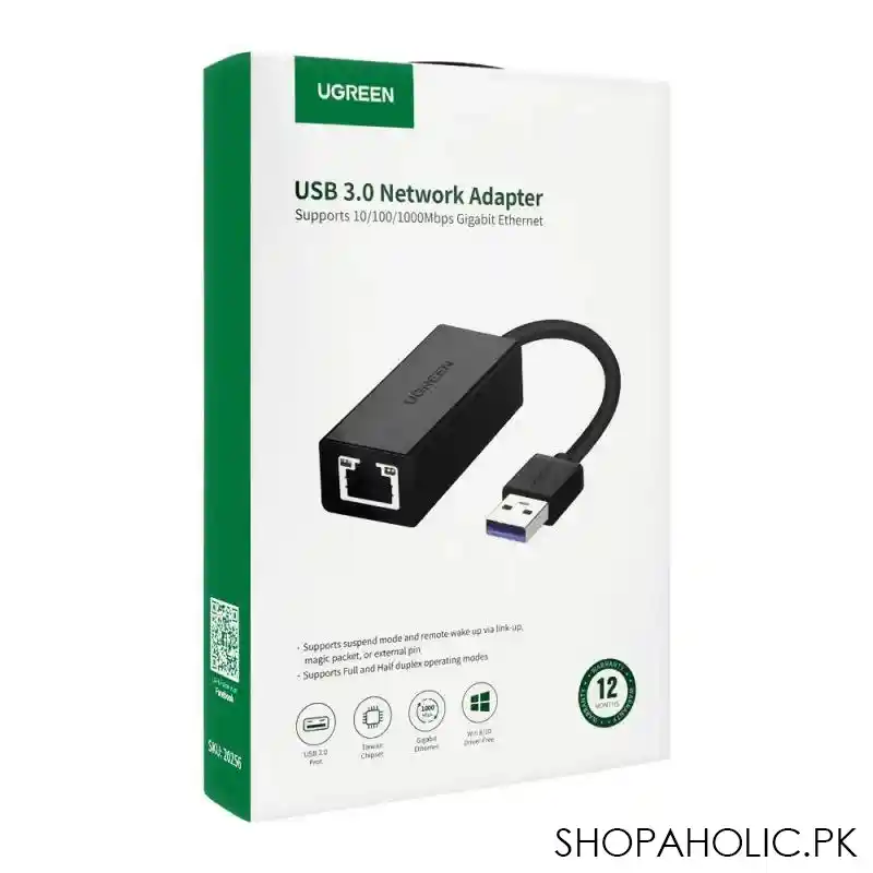 ugreen usb 3.0 gigabit network adapter, black, 20256 image3