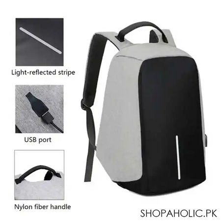 ultra light anti theft student laptop backpack bag for men with usb charging port image6