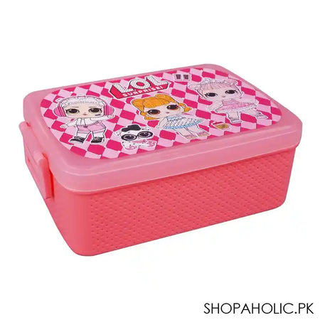 Unicorn Plastic Lunch Box, Dark Pink, 5.9in (H) x 4.1in (W) x 2in (D), Tq28-31 - Main Image