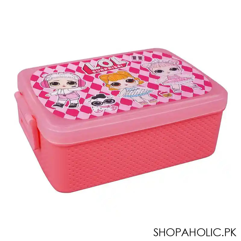 Unicorn Plastic Lunch Box, Dark Pink, 5.9in (H) x 4.1in (W) x 2in (D), Tq28-31 - Main Image