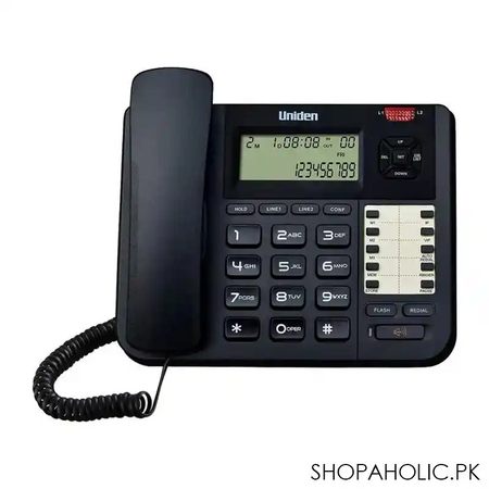uniden caller id 2 line business speakerphone, black, at8502 main image